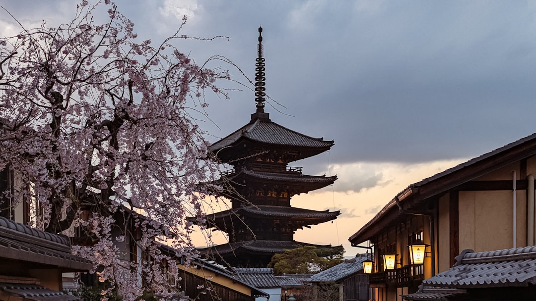Tempio storico di Kyoto circondato da ciliegi in fiore